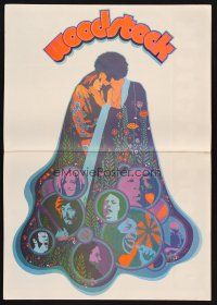 8p177 WOODSTOCK promo brochure '70 legendary rock 'n' roll film, includes cool color poster!