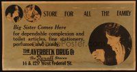 8p241 AVERBECK DRUG CO. 11x21 advertising poster '20s for all the family, big sister, newborn baby