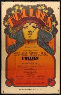 8p044 FOLLIES stage play 41x65 Broadway stage play poster '71 cool art by Byrd!