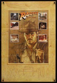 8p041 RAIDERS OF THE LOST ARK special 26x39 '81 art of adventurer Harrison Ford by Amsel!