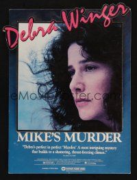 8p052 MIKE'S MURDER video standee '83 great close-up of worried Debra Winger, Mark Keyloun