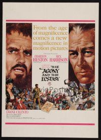 8p414 AGONY & THE ECSTASY WC '65 great art of Charlton Heston & Rex Harrison, Carol Reed!