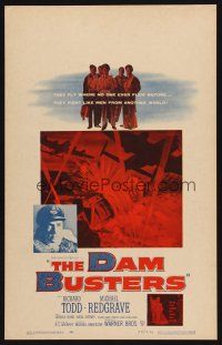 8p436 DAM BUSTERS WC '55 art of pilot Michael Redgrave, directed by Michael Anderson!