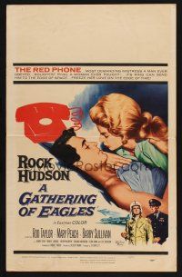 8p443 GATHERING OF EAGLES WC '63 romantic close-up artwork of Rock Hudson & sexy Mary Peach!
