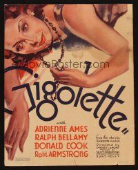 8p446 GIGOLETTE WC '35 cool artwork of sexy smoking bad girl prostitute Adrienne Ames!