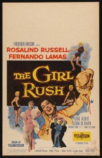 8p447 GIRL RUSH WC '55 artwork of sexy showgirl Rosalind Russell in Las Vegas!