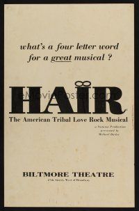 8p265 HAIR stage play WC '68 The American Tribal Love Rock Musical!