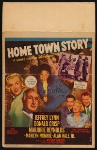 8p459 HOME TOWN STORY WC '51 sexy Marilyn Monroe as the beautiful secretary is shown!