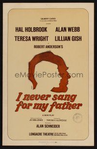 8p271 I NEVER SANG FOR MY FATHER stage play WC '68 Hal Holbrook in Robert Anderson's play!