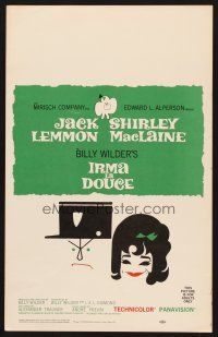 8p467 IRMA LA DOUCE WC '63 Billy Wilder, great art of Shirley MacLaine & Jack Lemmon!