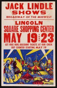 8p099 JACK LINDLE SHOWS circus WC '75 The Broadway of the Midwest, great carnival artwork!