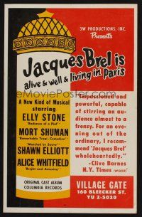 8p273 JACQUES BREL IS ALIVE & WELL & LIVING IN PARIS stage play WC '72 Elly Stone, Mort Schuman