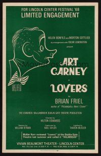 8p279 LOVERS stage play WC '68 cool Al Hirschfeld art of Art Carney!