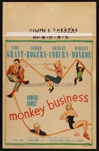 8p488 MONKEY BUSINESS WC '52 Cary Grant, Ginger Rogers, sexy Marilyn Monroe, Charles Coburn