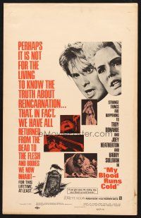 8p492 MY BLOOD RUNS COLD WC '65 Troy Donahue, Joey Heatherton, is reincarnation possible?