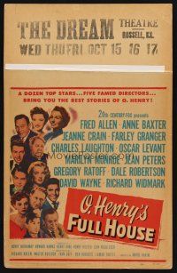 8p494 O HENRY'S FULL HOUSE WC '52 Fred Allen, Anne Baxter, Jeanne Crain & young Marilyn Monroe!