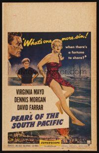 8p500 PEARL OF THE SOUTH PACIFIC WC '55 art of sexy Virginia Mayo in sarong & Dennis Morgan!