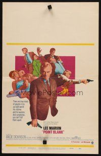 8p505 POINT BLANK WC '67 cool art of Lee Marvin, Angie Dickinson, John Boorman film noir!