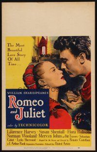 8p513 ROMEO & JULIET WC '55 close up of Laurence Harvey romancing Susan Shentall, Shakespeare!
