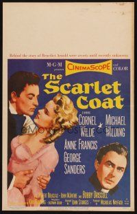 8p516 SCARLET COAT WC '55 romantic art of Cornel Wilde & Anne Francis, John Sturges directed!