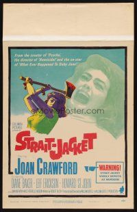 8p522 STRAIT-JACKET WC '64 art of crazy ax murderer Joan Crawford, directed by William Castle!