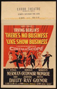8p526 THERE'S NO BUSINESS LIKE SHOW BUSINESS WC '54 Marilyn Monroe & other cast members in line-up!