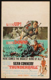 8p527 THUNDERBALL WC '65 art of Sean Connery as secret agent James Bond 007 by Robert McGinnis!
