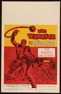 8p534 WARRIOR & THE SLAVE GIRL WC '59 awesome artwork of gladiator & girl, mightiest Italian epic!