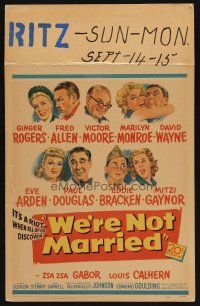8p535 WE'RE NOT MARRIED WC '52 artwork of Ginger Rogers, young Marilyn Monroe & 7 others!