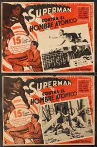 8p683 ATOM MAN VS SUPERMAN 4 Mexican LCs '50 Kirk Alyn in costume rescuing people!