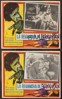 8p688 REVENGE OF FRANKENSTEIN 3 Mexican LCs '58 Peter Cushing, monster border art!