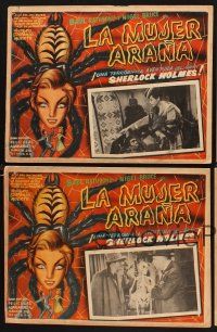 8p685 SHERLOCK HOLMES & THE SPIDER WOMAN 4 Mexican LCs R60 Basil Rathbone, different border art!
