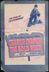 8p129 GOLD RUSH pressbook R42 Charlie Chaplin classic, with Music and Words!
