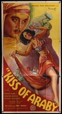 8r037 KISS OF ARABY 3sh '33 great full-length stone litho of sexy dancing harem girl Maria Alba!