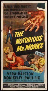 8r038 NOTORIOUS MR. MONKS 3sh '58 a man who fought and murdered for a woman he couldn't possess!