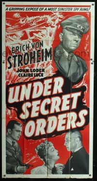 8r041 UNDER SECRET ORDERS 3sh '43 Erich von Stroheim, gripping expose of a most sinister spy ring!
