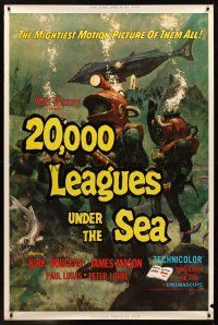8r301 20,000 LEAGUES UNDER THE SEA 40x60 R71 Jules Verne classic, cool art of deep sea divers!