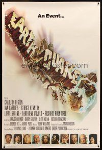 8r312 EARTHQUAKE 40x60 '74 Charlton Heston, Ava Gardner, cool Joseph Smith disaster title art!