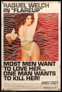 8r316 FLAREUP 40x60 '70 most men want super sexy Raquel Welch, but one man wants to kill her!