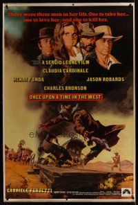 8r328 ONCE UPON A TIME IN THE WEST 40x60 '69 Leone, art of Cardinale, Fonda, Bronson & Robards!