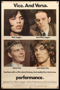 8r329 PERFORMANCE 40x60 '70 directed by Nicolas Roeg, Mick Jagger & James Fox trading roles!