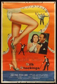 8r336 SILK STOCKINGS style Y 40x60 '57 musical version of Ninotchka w/Fred Astaire & Cyd Charisse!