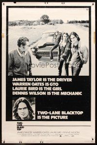 8r341 TWO-LANE BLACKTOP 40x60 '71 James Taylor is the driver, Warren Oates is GTO, Laurie Bird!