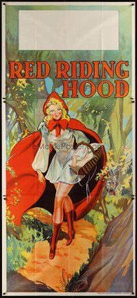 8r011 RED RIDING HOOD stage play English 3sh '30s stone litho of sexy Red w/wolf trailing behind!