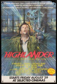 8r096 HIGHLANDER advance English 40x60 '86 Christopher Lambert, Roxanne Hart, Sean Connery