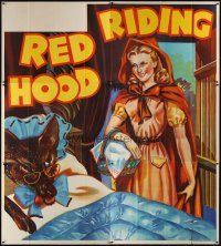 8r004 RED RIDING HOOD stage play English 6sh '30s stone litho of Red by wolf disguised in bed!