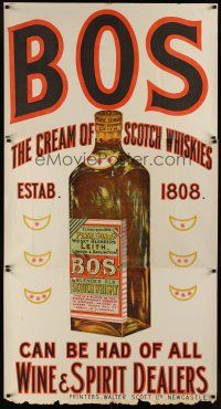 8r197 BOS English advertising poster '30s stone litho of a bottle of the cream of Scotch whiskies!