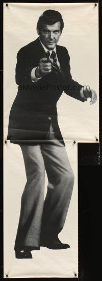 8r089 MOONRAKER 2pc English 27.5x79 '79 cool image of Roger Moore pointing gun as James Bond!