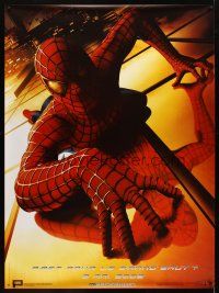 8r170 SPIDER-MAN teaser DS French 1p '02 Tobey Maguire crawling up wall, Sam Raimi, Marvel Comics!