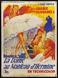 8r184 THAT LADY IN ERMINE style A French 1p R90s art of Betty Grable & Douglas Fairbanks Jr.!